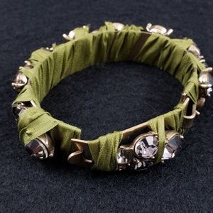 J. Crew Jewelry - J. Crew Bracelet Green Ribbon Blush Rhinestones J. Crew Jewelry - J. Crew Bracelet Green Ribbon Blush Rhinestones